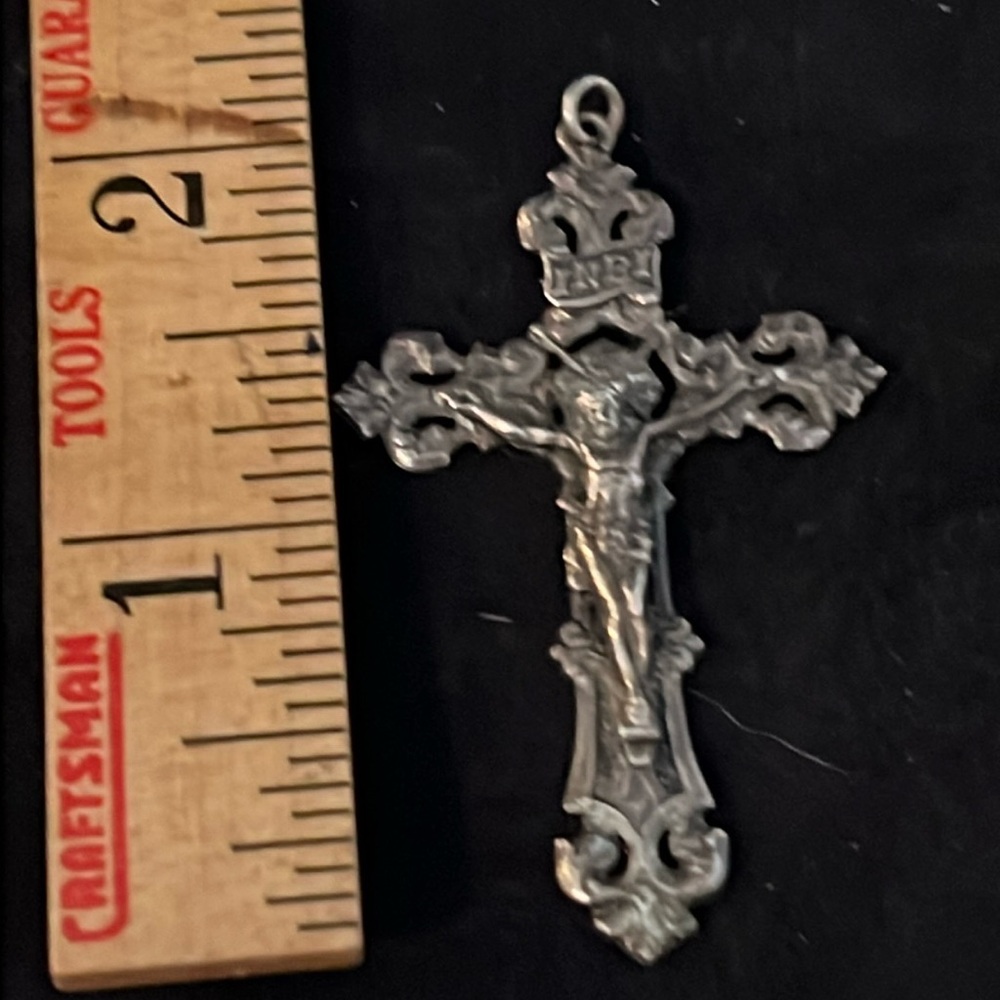 Antique Stamped Sterling silver Inri cross crucifix